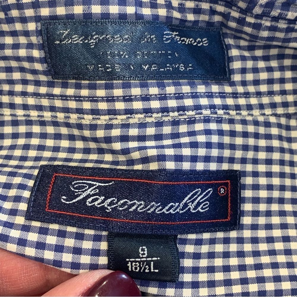 Facconable Blue Gingham Button Down Shirt Size 18… - image 5